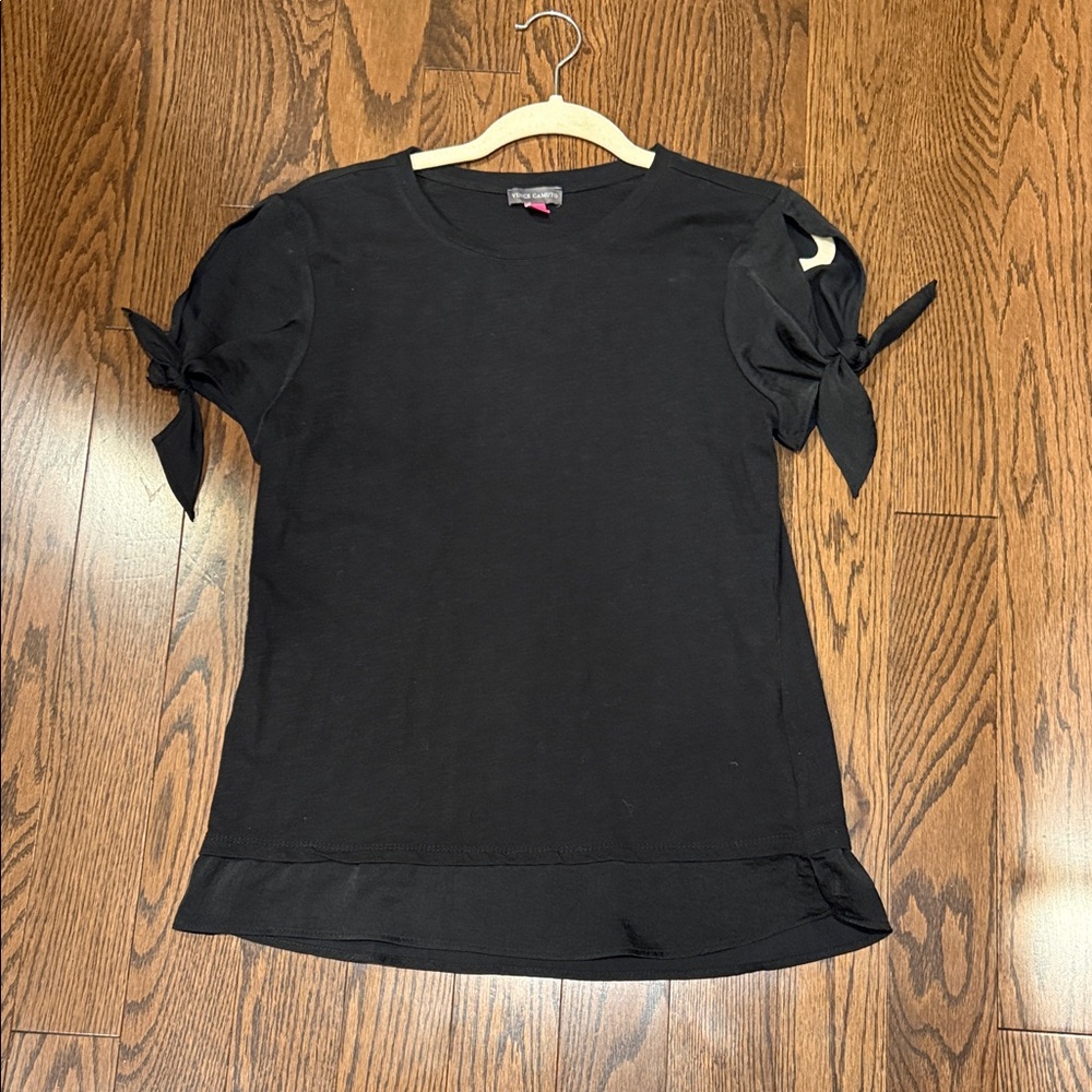 Vince Camuto Black Tie-Sleeve Top